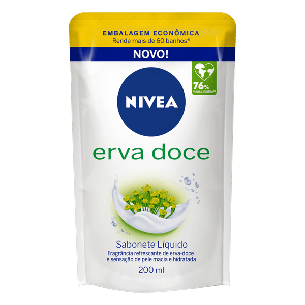 Sabonete Líquido Erva-Doce Nivea Sachê 200ml Refil Embalagem Econômica