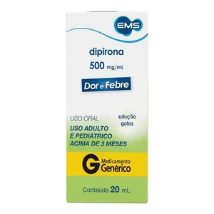 Analgésico e Antitérmico Dipirona Monoidratada 500mg/ml Genérico EMS 20ml Solução Gotas