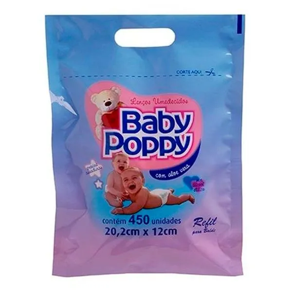 Lenços Umedecidos Baby Poppy Refil 450 Unidades
