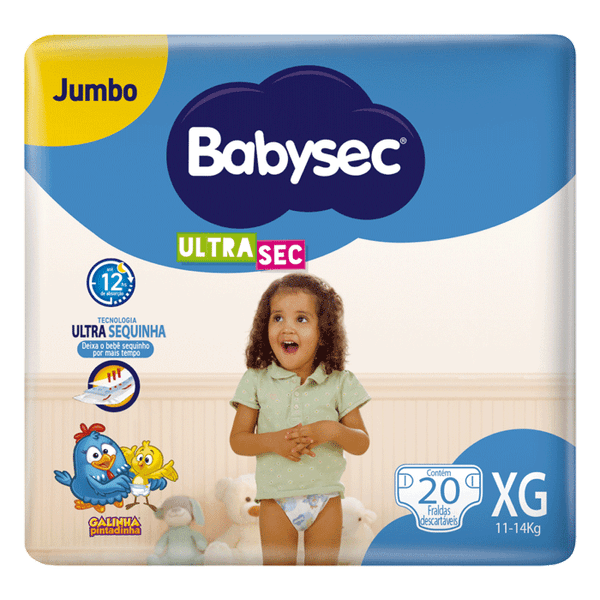 Fralda Babysec Ultrasec Galinha Pintadinha XG 20 Unidades
