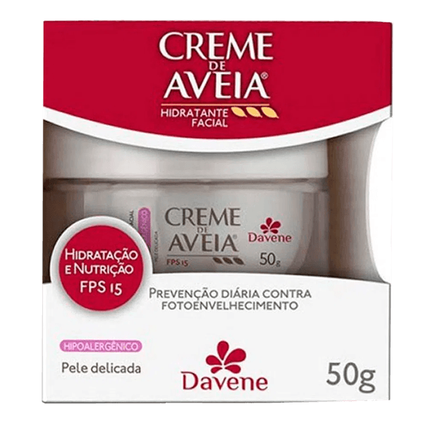 Creme Hidratante Facial De Aveia Davene Hipoalergenico Fps15 50g