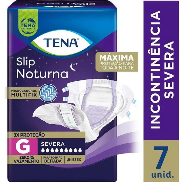 Fralda Geriátrica Descartável Tena Slip Noturna Incontinência Urinária Severa G 7 Unidades