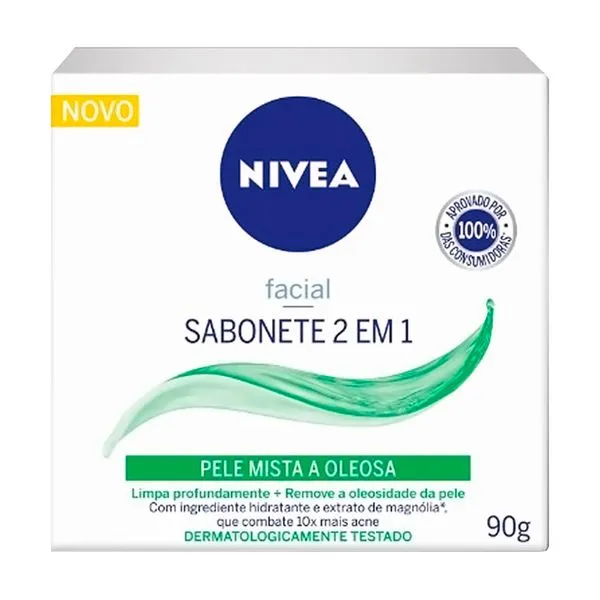 Sabonete Facial Nivea 2 em 1 Pele Mista a Oleosa 90g