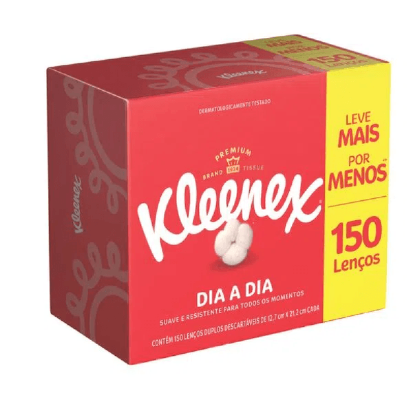 Lenço de Papel Kleenex Duplo Descartável 150 unidades