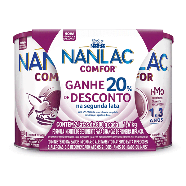 Fórmula Infantil Nanlac Comfor 2 Unidades de 800g
