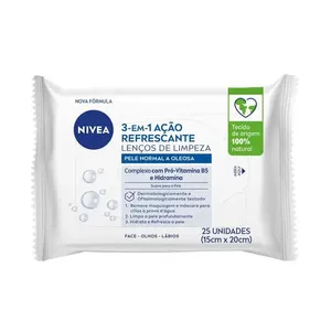 Lenços Demaquilantes Nivea 3 em 1 Ação Refrescante 25 Unidades
