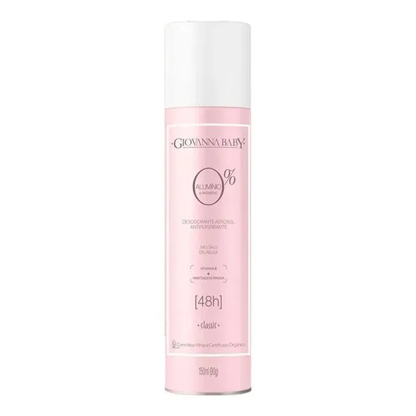 Desodorante Feminino Giovanna Baby Clássico 0% Zero Alumínio 150ml Aerossol