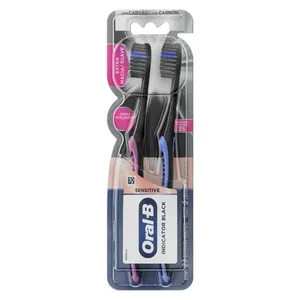Kit Escova de dente Oral B Indicator Black Sensitive com 2 Unidades