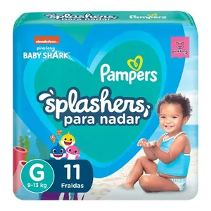 Fralda Pampers Splashers para Nadar Baby Shark M-G 11 Unidades