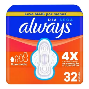 Absorvente Always Dia Seca com Abas 32 Unidades