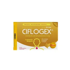 Pastilha De Garganta Ciflogex 3mg Sabor Mel e Limão 12 Pastilhas