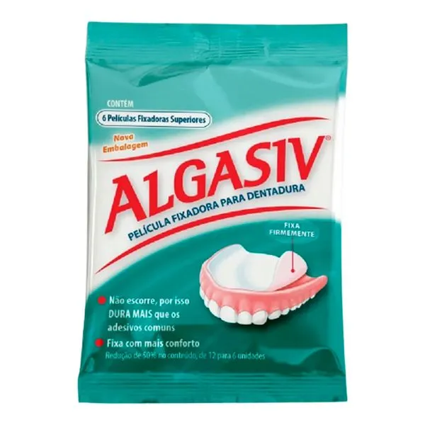Película Fixadora para Dentadura Superior Algasiv 6 unidades