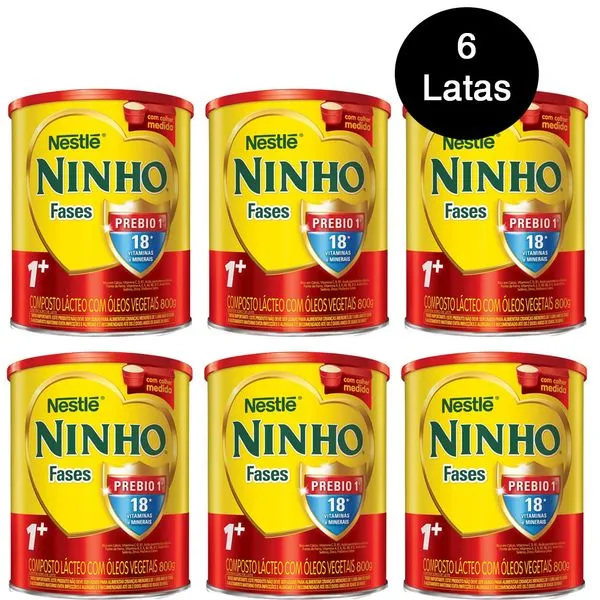 Kit Leite Ninho Fases 1+ 800g Com 6 unidades