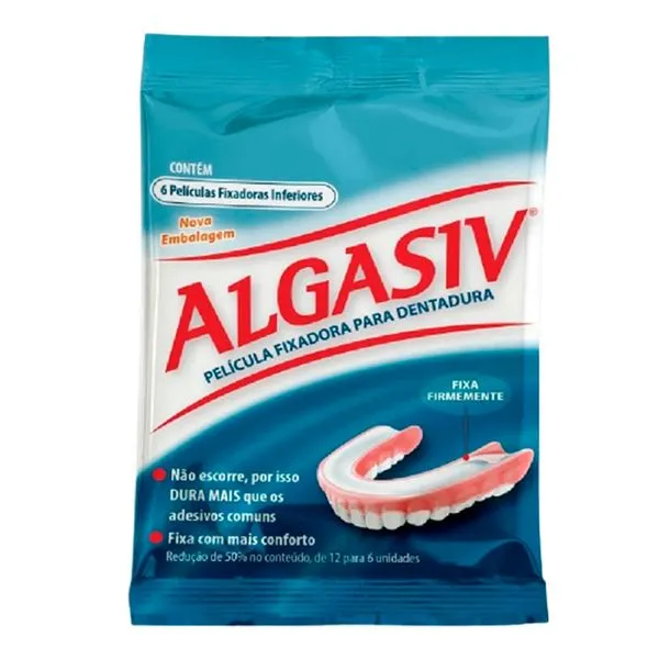 Película Fixadora para Dentadura Inferior Algasiv 6 unidades