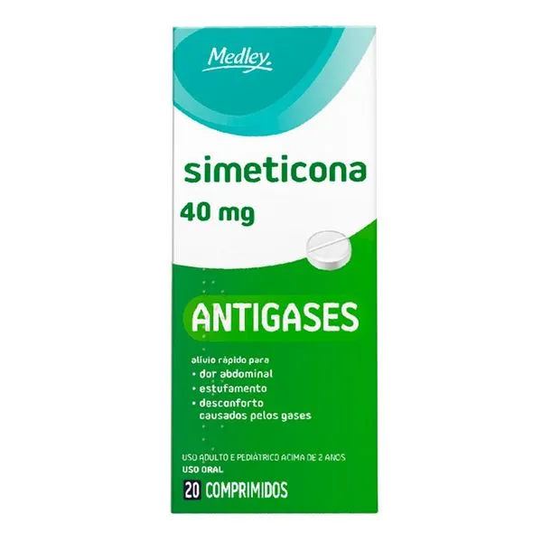 Antigases Simeticona 40mg Genérico Medley 20 Comprimidos