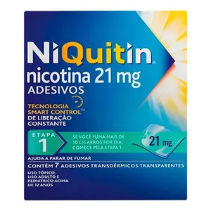Para Parar De Fumar NiQuitin 21mg 7 Adesivos Transparentes