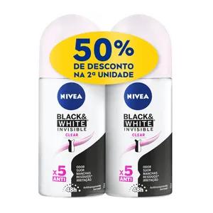 Kit Desodorante Nivea Roll On Black & White 50g 2 Unidades