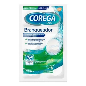 Limpador de Próteses e Aparelhos Corega Tabs 3 minutos Branqueador 6 Unidades