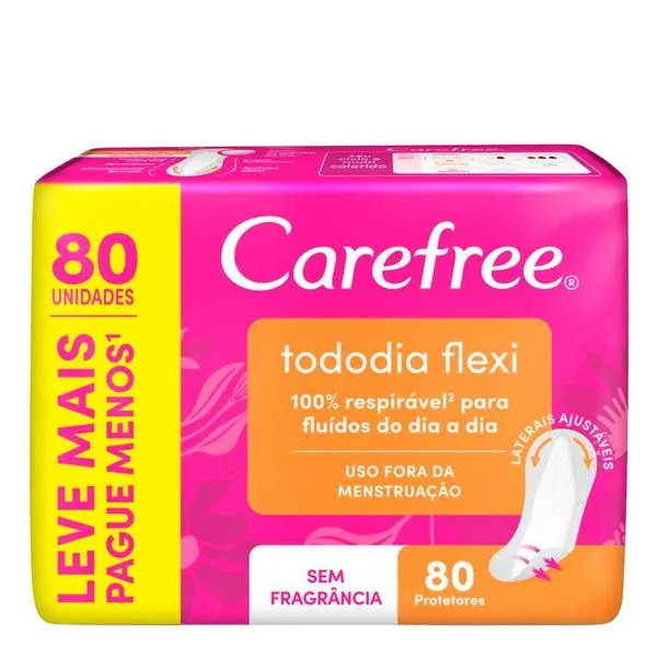 Protetor Diário Carefree Todo Dia Flexi Sem Perfume 80 Unidades