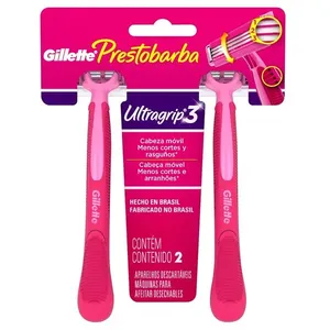 Aparelho de Depilação Descartável Gillette Prestobarba Ultragrip 3 Feminino 2 Unidades