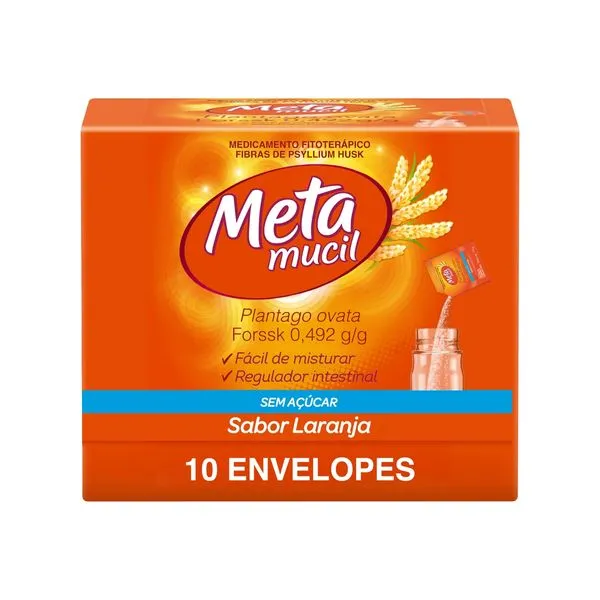 Metamucil 0,492g/g Sabor Laranja Pó para Solução Oral 10 Envelopes 5,85g