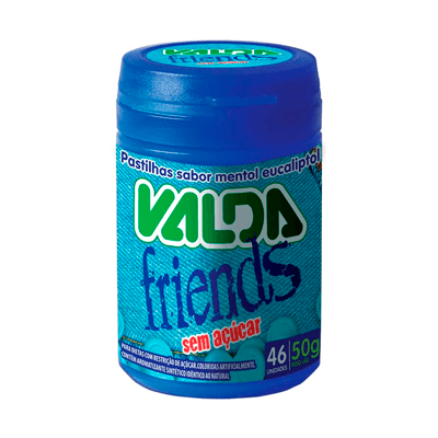 Pastilhas Valda Friends Mentol Eucaliptol sem açúcar 50g