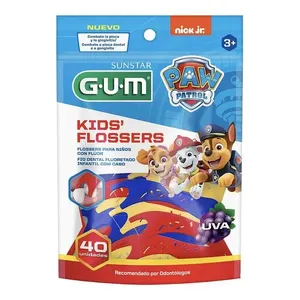 Fio Dental Flosser GUM Patrulha Canina Sabor Uva 40 Unidades
