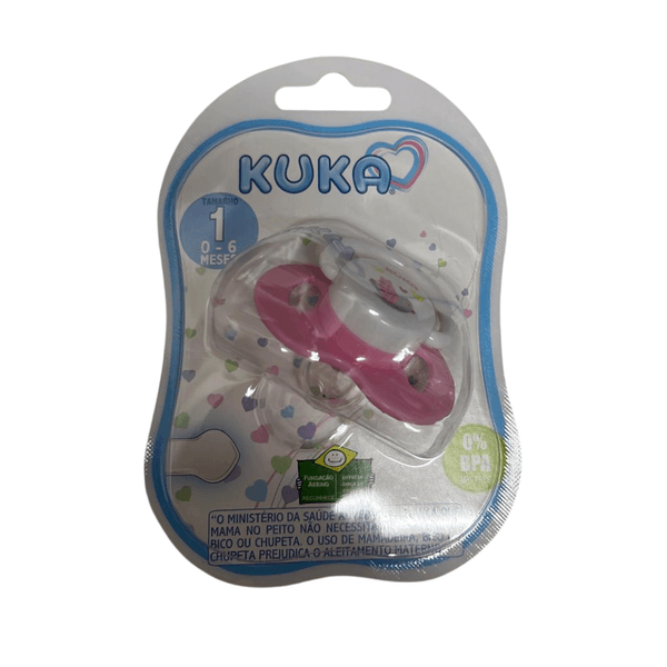 Chupeta Kuka Plus recém nascido silicone rosa decorada