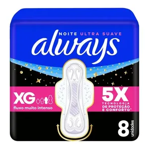 Absorvente Always Noite Ultra Suave com Abas 8 Unidades