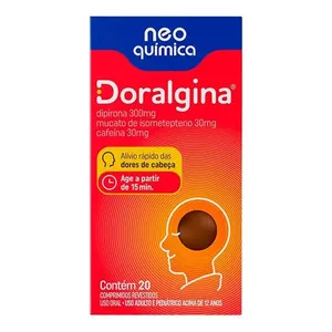 Analgésico, Antiespasmódico e Antitérmico Doralgina 300mg + 30mg + 30mg 20 Comprimidos Revestidos
