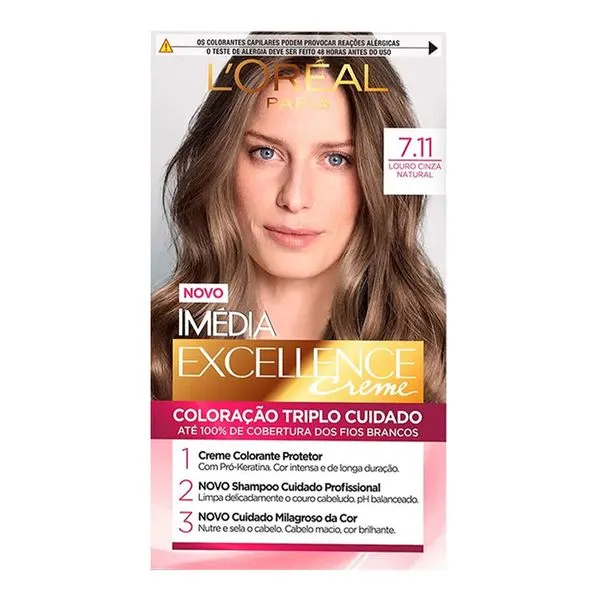 Tinta de Cabelo L’Oréal Paris Imédia Excellence 7.11 Louro Cendré Natural