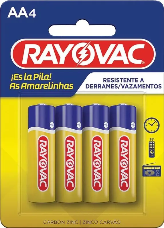 Pilha Pequena com 4 Unidades Amarelinha 10842 Rayovac