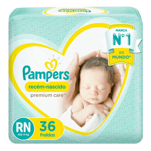 Fraldas Pampers Premium Care Recém-Nascido RN 36 Unidades