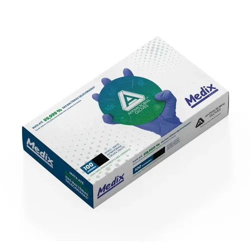 Luva Nitrílica Medix Azul Violeta Sem Pó Tamanho M 100 Unidades