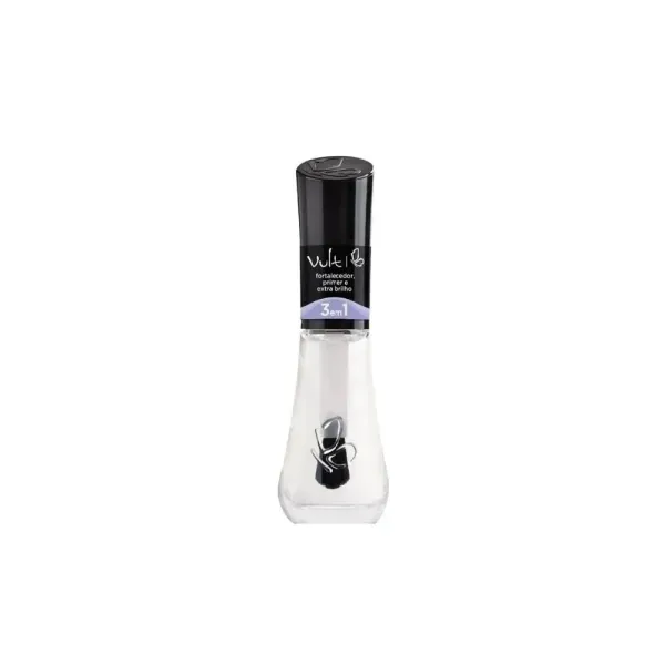 Esmalte Vult 3 em 1 Fortalecedor Primer e Extra Brilho Incolor 8ml