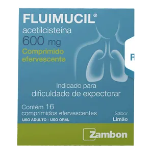 Expectorante Fluimucil 600mg Sabor Limão 16 Comprimidos Efervescentes