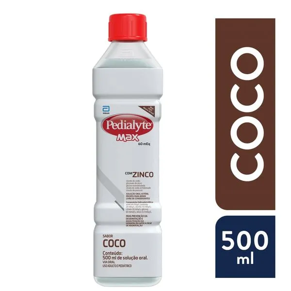 Pedialyte Max Zinco Sabor Coco Solução Oral 500ml