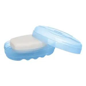 Saboneteira de Pia Plástica Oval com Tela Azul