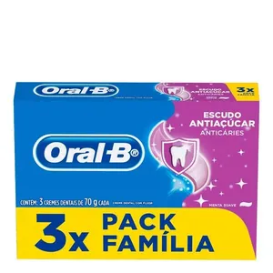 Kit Pasta de Dente Oral-B Anticáries Escudo Antiaçúcar 3 Unidades de 70g