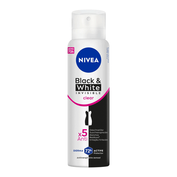 Desodorante Antitranspirante Aerosol Nivea Invisible Black&White Clear 150ml