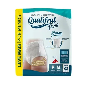 Roupa Íntima Descartável Classic Pants P/M Qualifral 32 Unidades