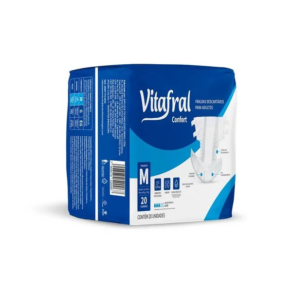 Fralda Descartável Geriátrica Vitafral Confort M 20 Unidades