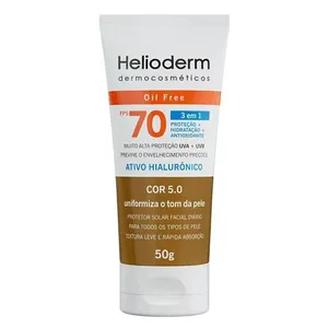 Protetor Solar Facial Helioderm FPS70 Oil Free 3 em 1 Cor 5.0 - 50g