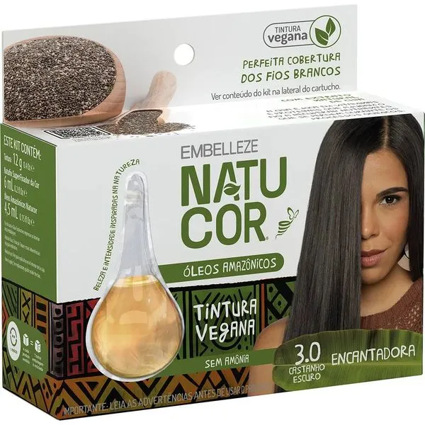 Tinta de Cabelo NATUCOR Óleos Amazônicos Castanho Escuro 3.0 1un