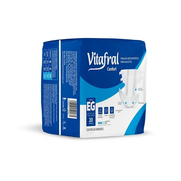 Fralda Descartável Geriátrica Confort XG Vitafral 20 Unidades