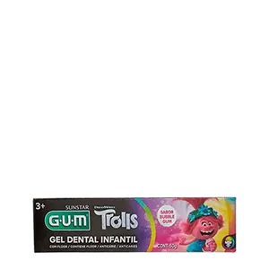Gel Dental Infantil Gum Trolls 50g Pasta de Dente Gel Infantil Gum Trolls Sabor Bubble Gum 50g