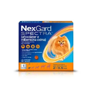 NexGard Spectra 2kg a 3,5kg: Antipulgas, Carrapatos e Vermífugo 1 tablete