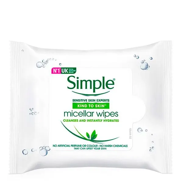 Lenço Umedecido Simple Limpeza Facial com Água Micelar 25 Unidades