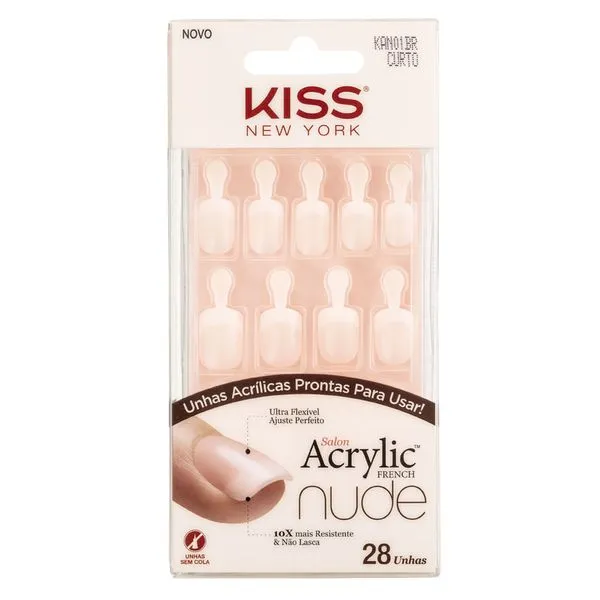 Unha Acrílica Kiss NY Salon Natural 28 Unidades