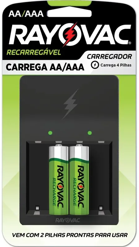 Recarregador AA/AAA com 2 Pilhas AA Rayovac PS132-2B